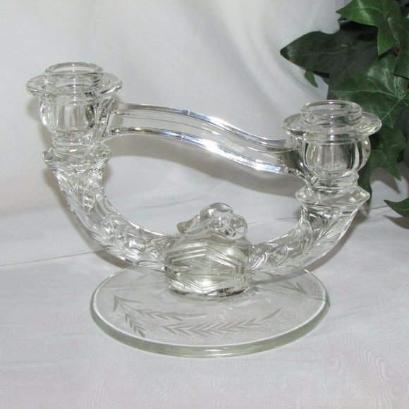 Vintage Indiana Glass Candelabra Two Branch Taper Candle Holder Bohemian Decor - Picture 3 of 6
